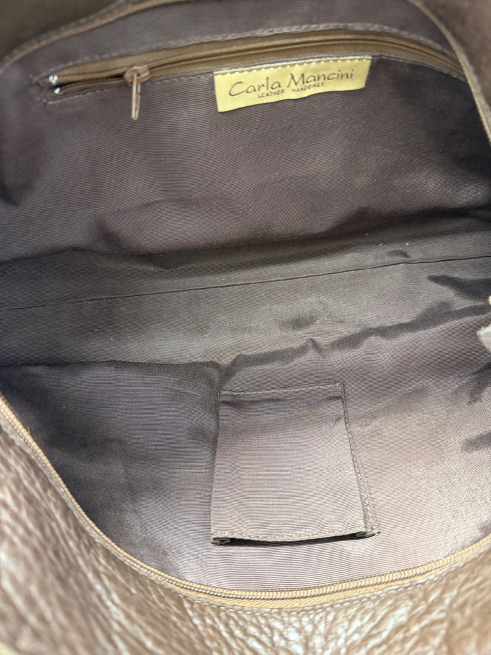 Brown Haircalf Satchel with Dark Brown Leather Straps - Picture 5 of 5
